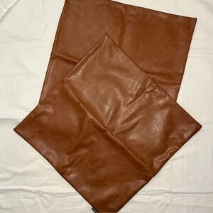 Homfiner faux leather pillow covers cognac brown minimalistic